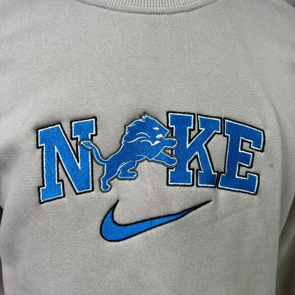 Embroidered crewneck Detroit football sweatshirt — Beige cotton-lined sweatshirt - Picture 2 of 5